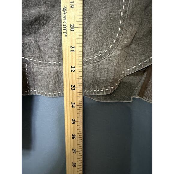 Charles Nolan Jean Jacket Women's Size 14 100% Linen Faded Black Contrast Stitch - Picture 7 of 8